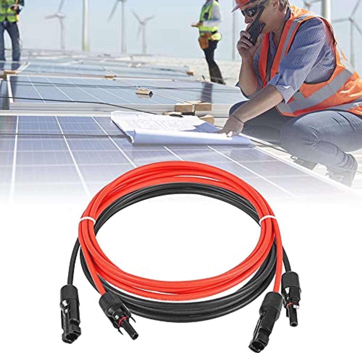 Zonne-verlengkabel 6 mm² - 1 m fotovoltaïsche verbindingskabel voor zonnepanelen