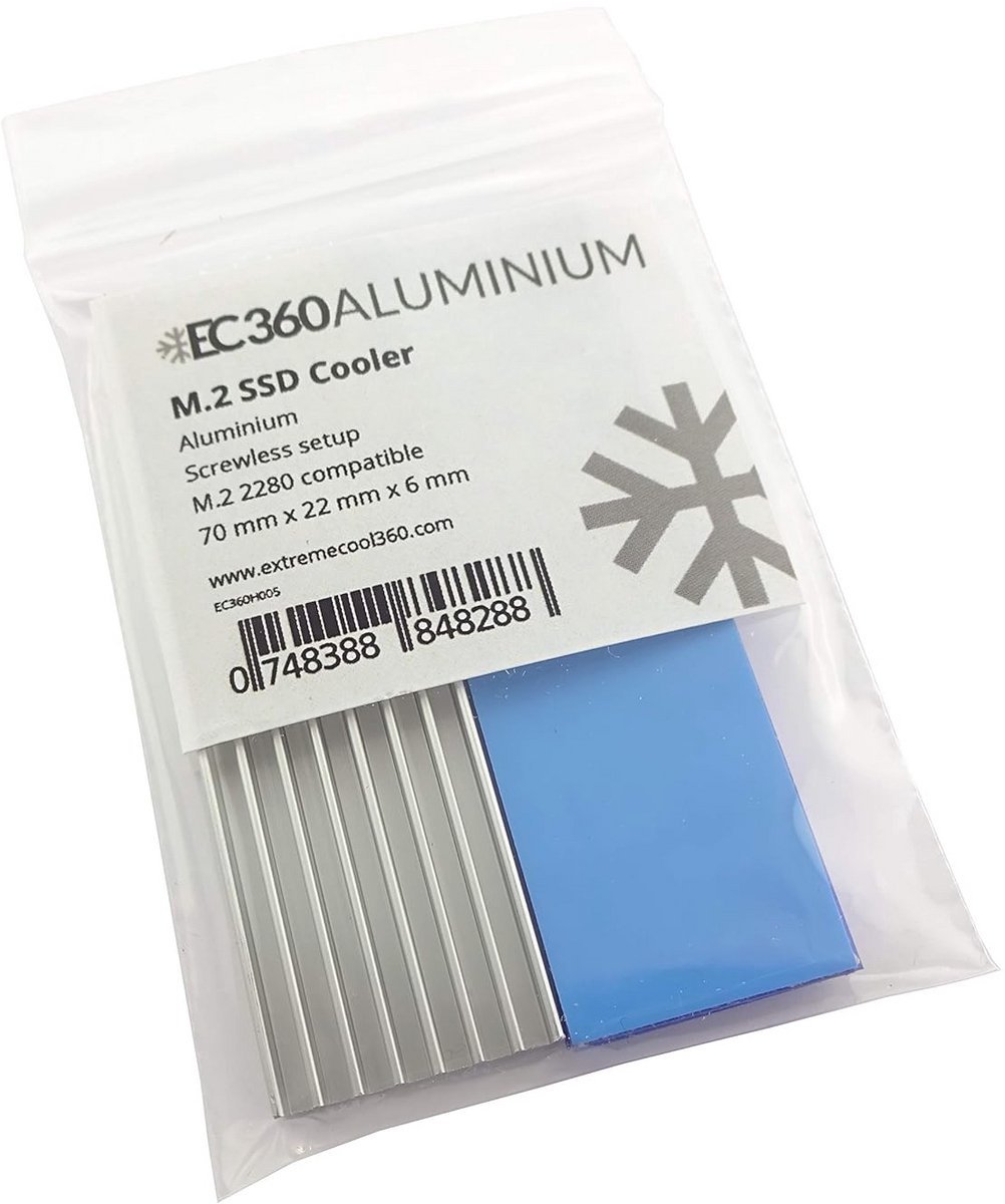 Aluminium M.2 SSD Koeler voor NVMe SSD's - Passief Koellichaam 2280