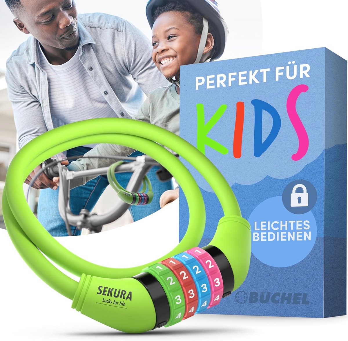 Kleurige Sleutelloze Combinatie Fietsslot voor Kinderen - Veiligheidsaccessoires voor Kinderfietsen