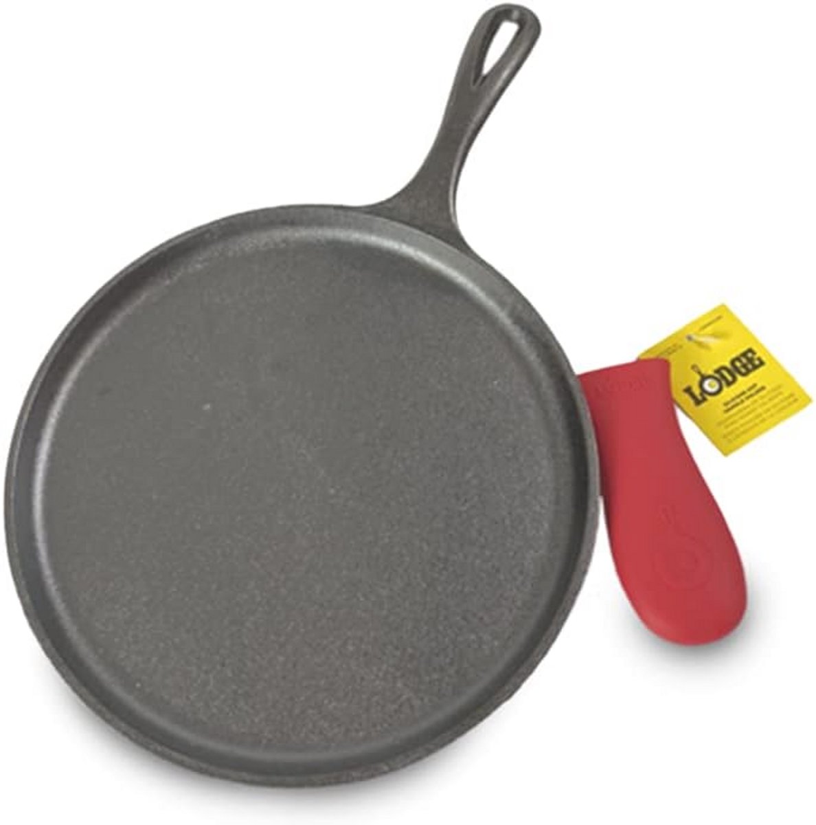 Gietijzeren grill en houder voor warme grip - 26.6 cm zwart/rood