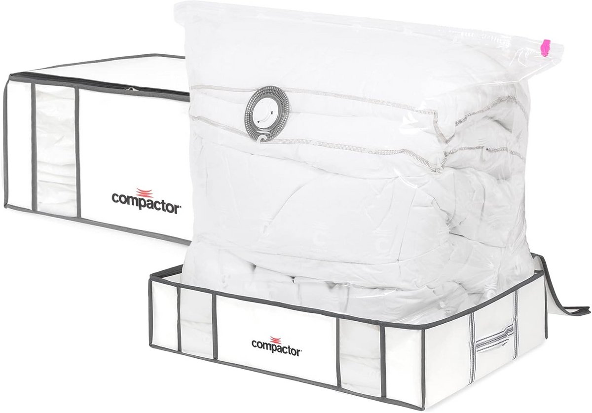 Ruimtebesparende Vacuüm Opbergdozen Set van 2 - XXL en L Maten - Compatibel met Stofzuiger en Pomp