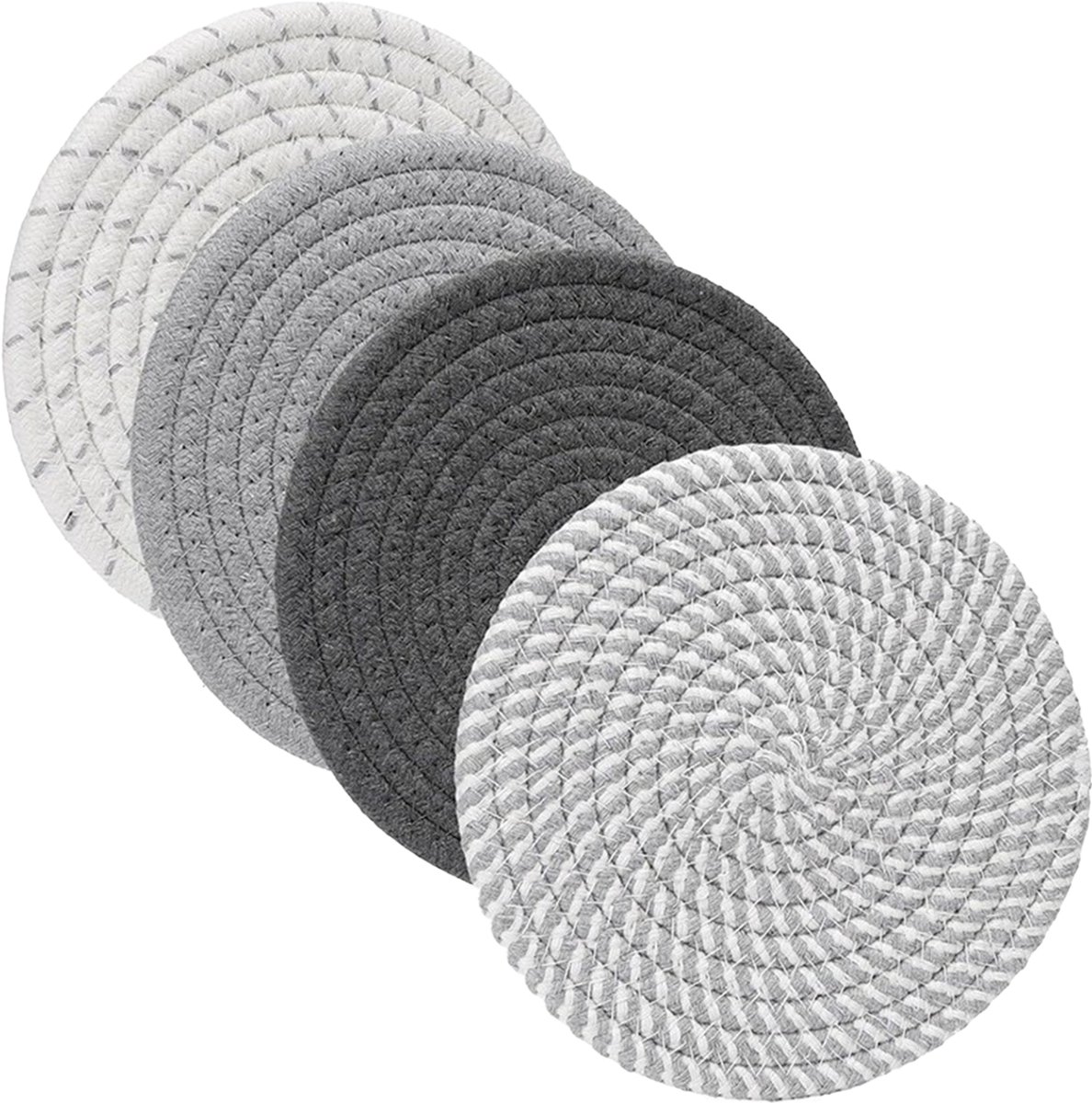 QTTVBTNA - 4 Stuks Ronde Onderzetters - Hittebestendige Pannenonderzetters - Bescherming voor Tafelblad & Keukenmeubels - Onderschotels voor Pannen & Servies - Keukenaccessoires & Tafeldecoratie - 18cm