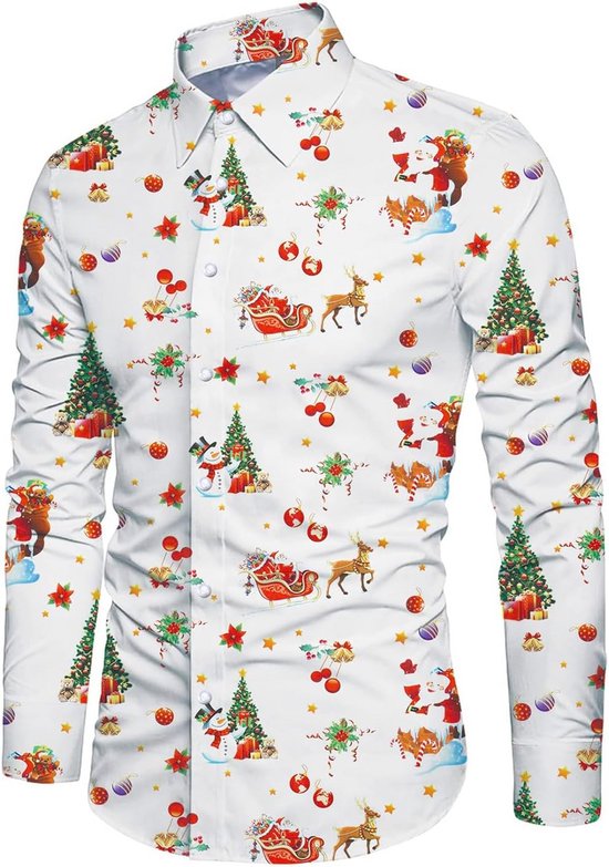 T-shirt de Noël imprimé en 3D pour homme - Chemises à manches longues humoristiques