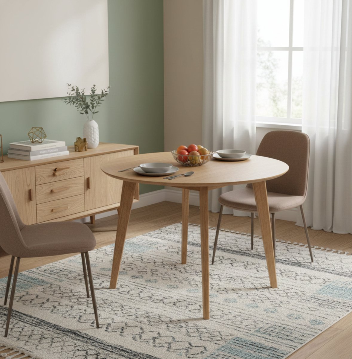 Ronde Eettafel Hout Look – - Eiken - Look – Moderne Retro Eiken - Medahomestore