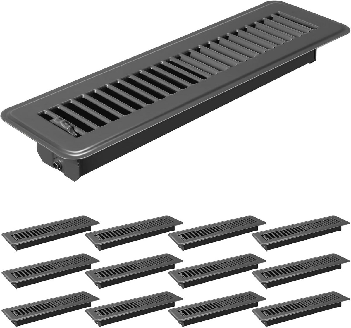 Vloerregister ventilatieopeningen 12 stuks 5 x 30 cm metalen warmteafvoerregister