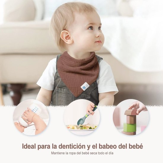 Slabbetje baby driehoekige sjaal baby mousseline halsdoek baby voor jongens en meisjes (6 stuks, tal), Tal van Tal — afbeelding 5