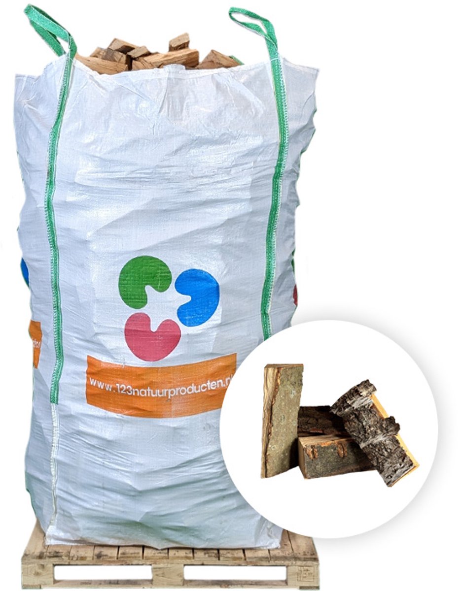123natuurproducten.nl - Ovengedroogd haardhout PREMIUM MIX - Bigbag 2 kuub