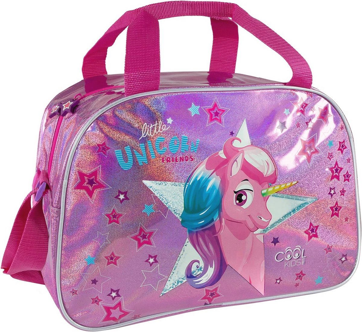 Reflecterende Sporttas Kinderen - Waterdichte Gym Tas Meisjes met Glitter en Verstelbare Riemen - Roze 28x41x21 cm