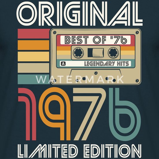 Best Of 1976 Cassette Cadeau d'Anniversaire 50 Ans T-Shirt Hommes