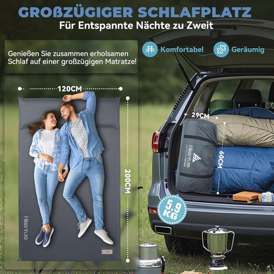 HIKENTURE Campingmatras, 10 cm dik, 9,5 R-waarde
