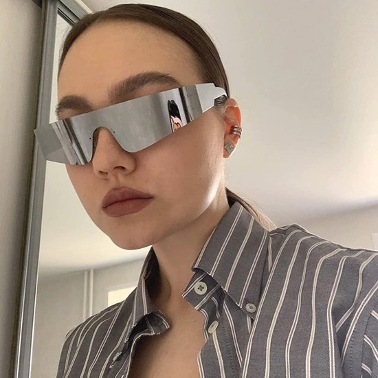 Futuristische zonnebril voor feesten en cosplay - gespiegelde rave bril — afbeelding 4