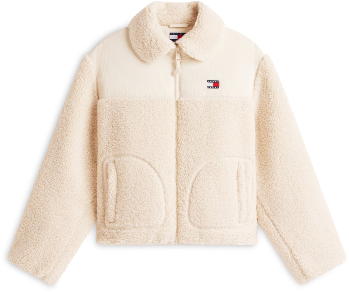 Tommy Jeans Jas Tjw Teddy Fabric Mix Dw0dw22053 Ybh Ancient Dames Wit