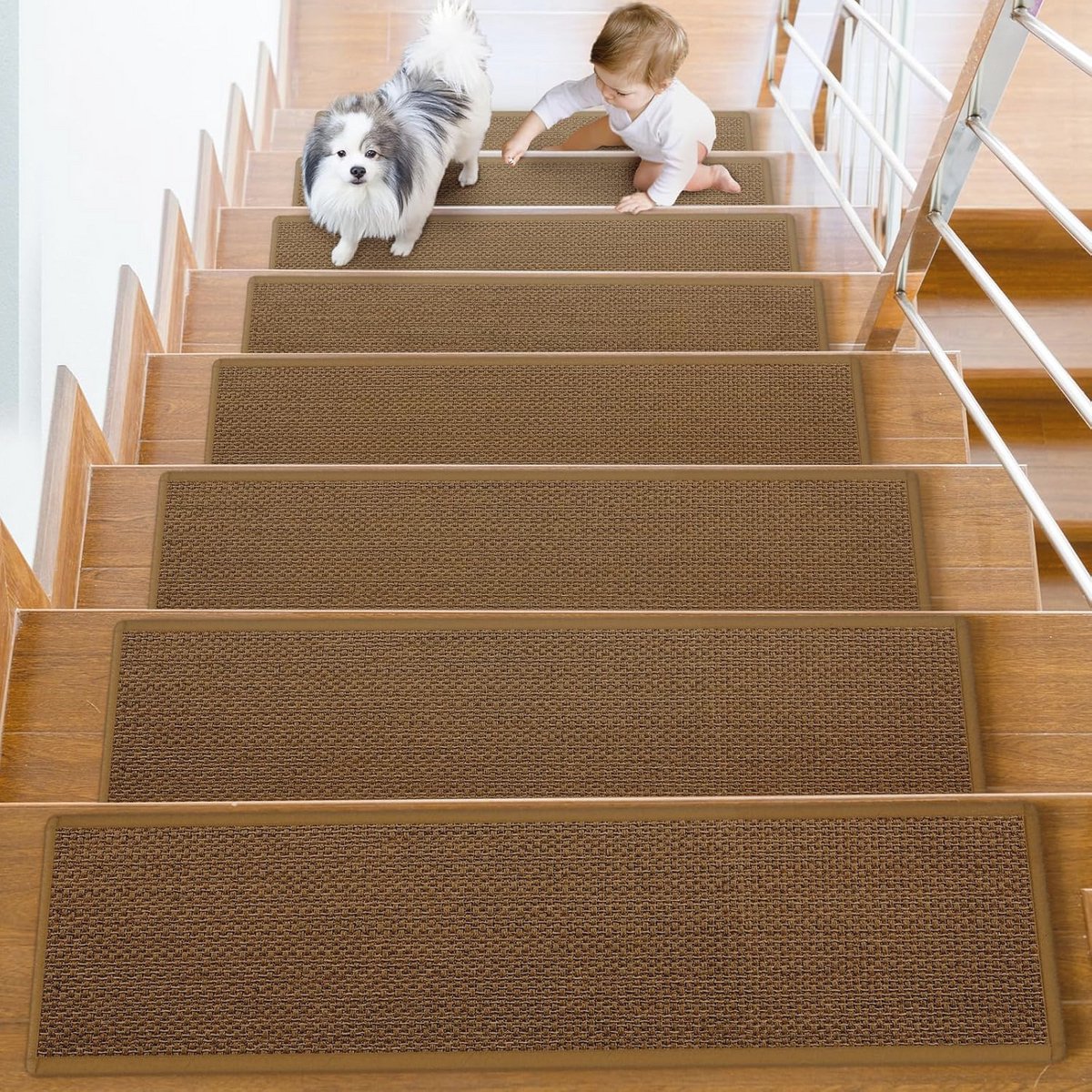 Antislip Traptreden voor Houten Trappen - 15 Stuks, 20x76 cm, Wasbaar en Veilig voor Kinderen, Ouderen en Huisdieren