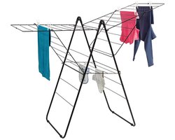 Practo Home t-model droogrek Justine - Zwart - 25M drooglengte - T-model droogrek met stevige scharnieren - Zelfstandig staand met voetjes - Drooglengte van 25 meter