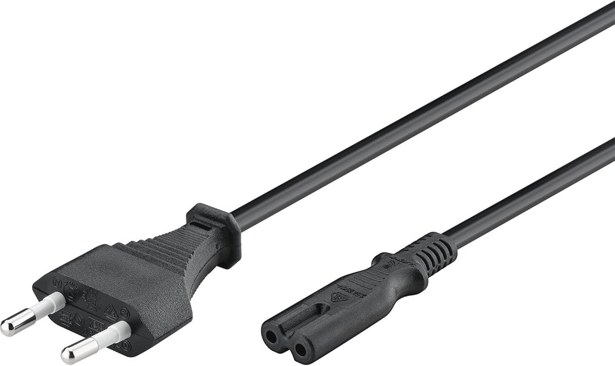 Euro netsnoer type C & C7 - Universele stroomkabel 1,8 m - Zwart