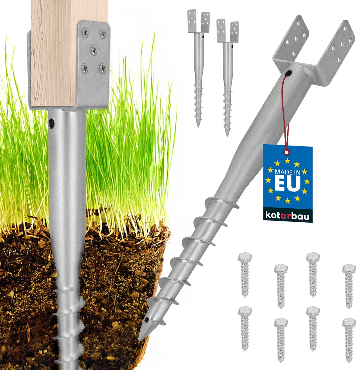 Kotarbau - Stalen Grondanker - 101x720 mm - Verzinkt - Set van 2