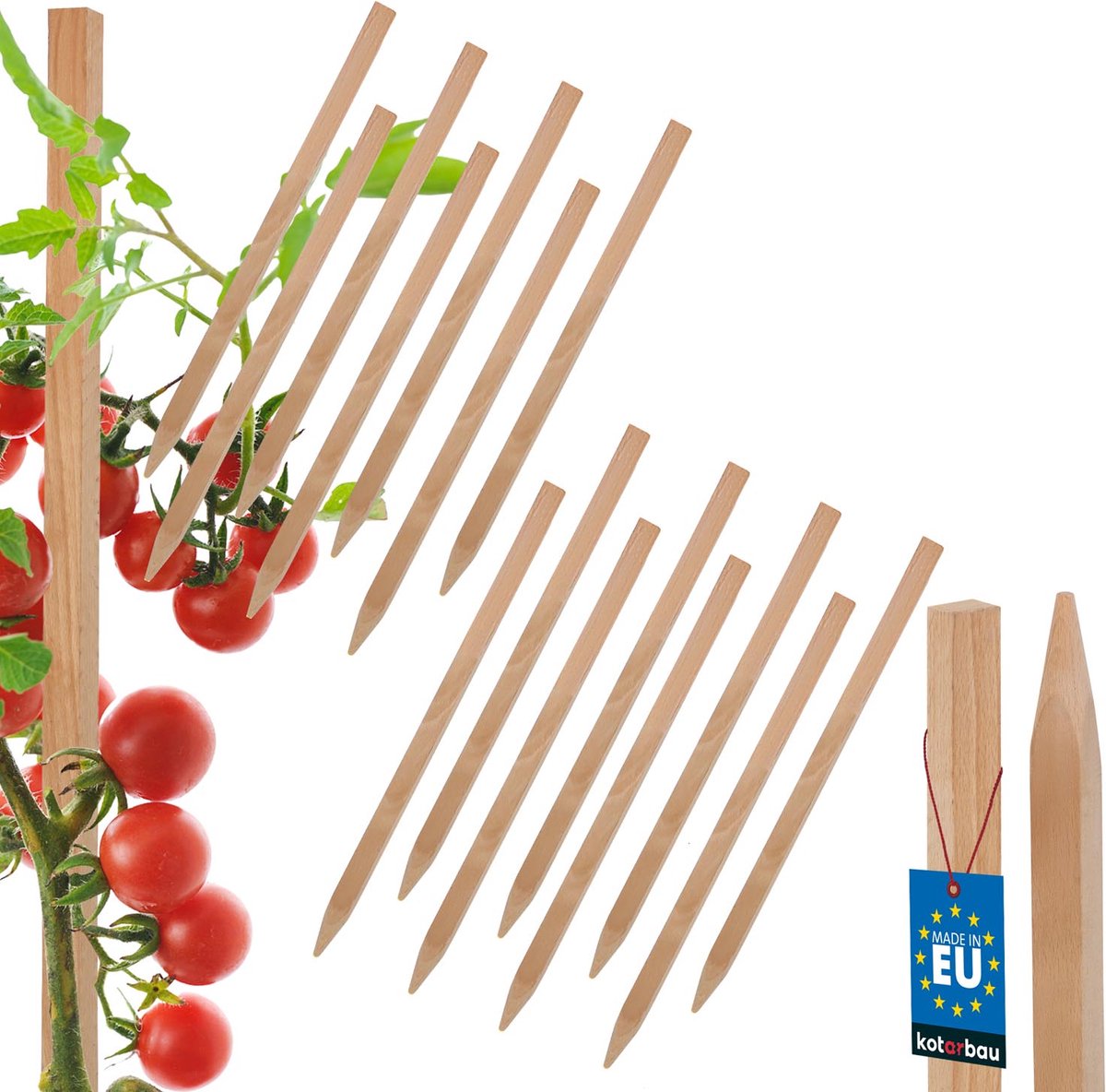 Kotarbau Serie - Houten Plantensteun - 25cm - Set van 15 - Puntige Uiteinden