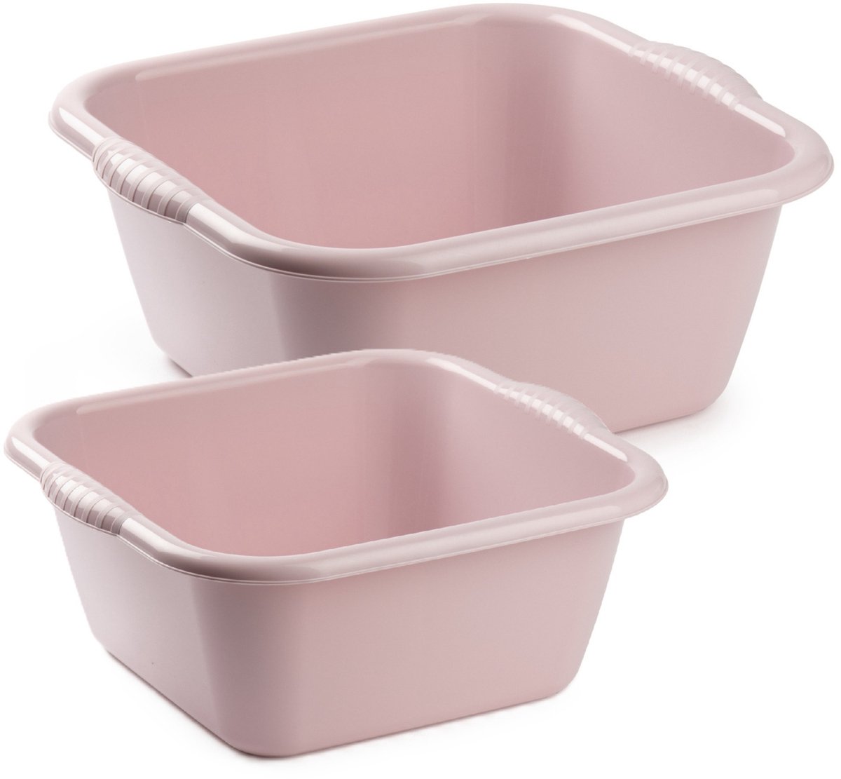 Plasticforte afwasteilen set - afwasbak - kunststof - 15 en 25 liter - Roze - huishoud emmers