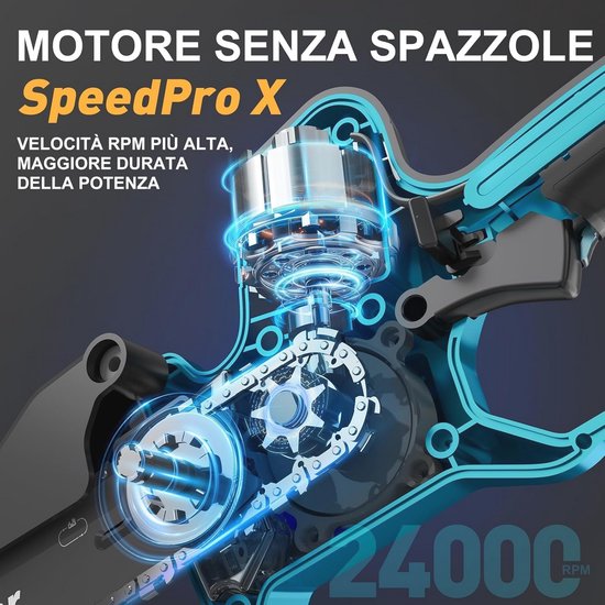 Makita-accu-kettingzaag, 8 inch, met borstelloze motor en automatische Makita-accu-kettingzaag, 8 inch, met borstelloze motor en automatische