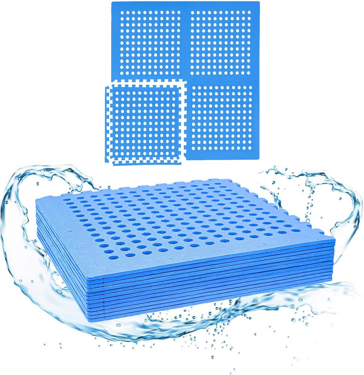 Zwembadonderlegmat 9 stuks 2,25 m² 50 x 50 x 1 cm Blauw Vloerbescherming voor Zwembad en Kinderbadje