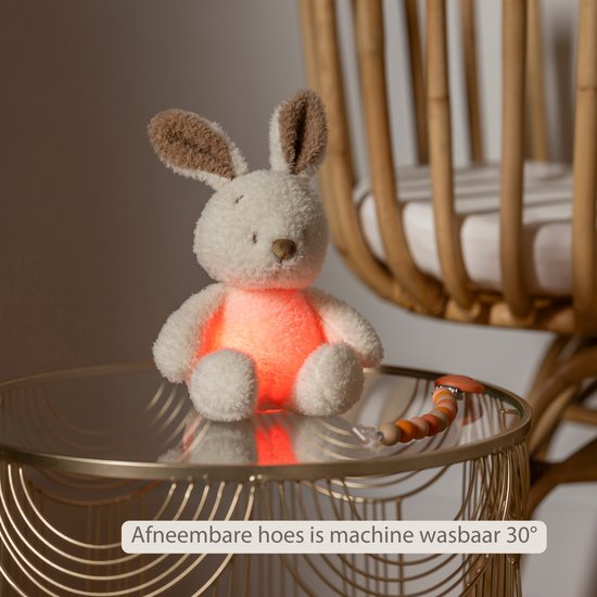 Nattou TEDDY Baby Nachtlampje Konijn - 19 cm - Zachte Baby knuffel - Baby cadeau - Beige van Nattou — afbeelding 4