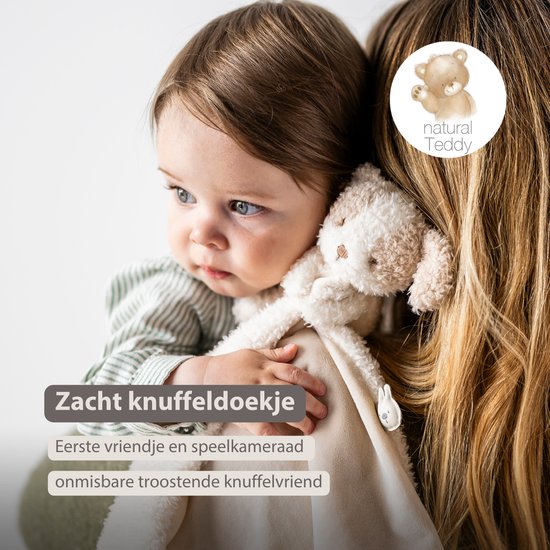Nattou TEDDY Baby Knuffeldoekje met Knuffel - 27 x 27 cm - Doudou Hond - Baby Cadeau - Beige — afbeelding 5