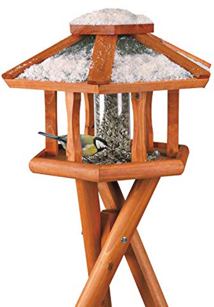 Deluxe houten vogelvoederpaviljoen met standaard voor huisdieren