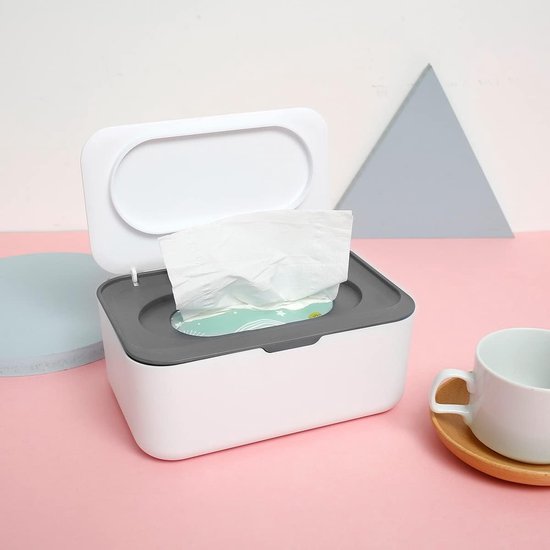 Vochtige doekjes dispenser - 2 Stuks - Doekjesverdeler - Kunststof - Afdichting - Vochtig Toiletpapier Houder - Stofdicht - Vochtige doekjes opbergdoos - Navulbare Veeg Container - Geschikt voor thuis en op kantoor - 19*13*7.5cm - Wit — afbeelding 4