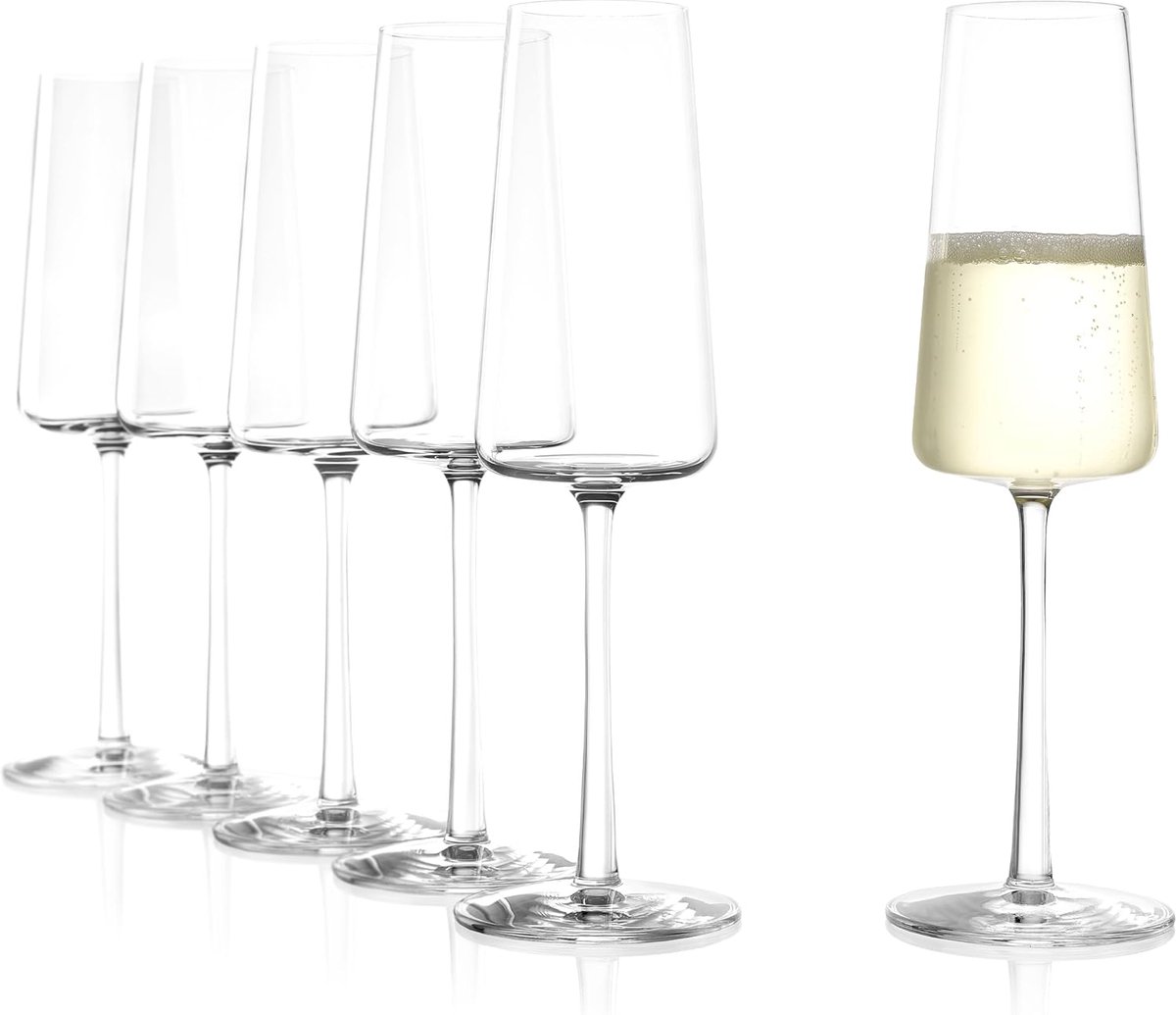 Champagneglazen Power 6-delig Set, 240ml – Elegante Kristallen Flutes voor Prosecco & Mousserende Wijn – Duitse Topkwaliteit – Vaatwasserbestendig & Duurzaam