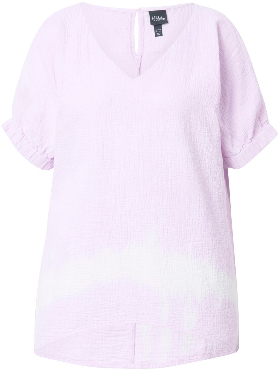 Ulla Popken - Dames - Mousseline overhemdblouse oversized V-hals halve mouwen - Lavendel - Maat 46+