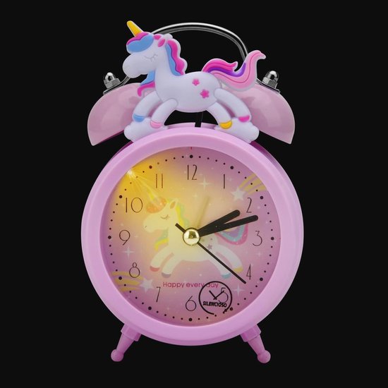 Schattige Eenhoorn Wekker voor Kinderen met Nachtlamp en Stil Mechanisme — afbeelding 5