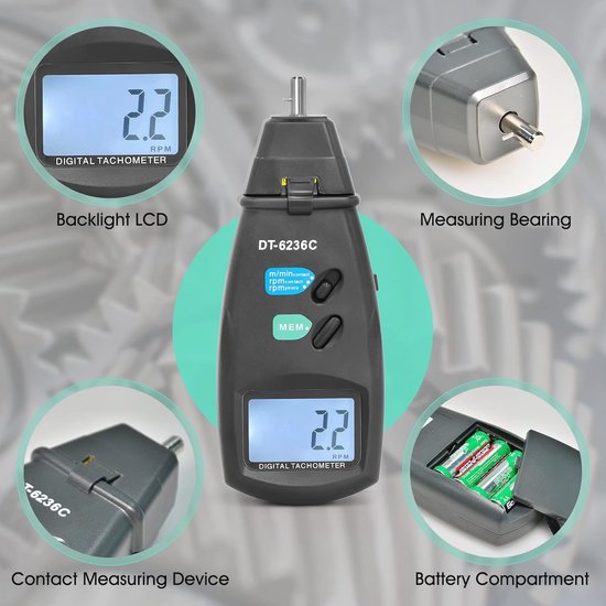 Digitales RPM Tachometer 99.999 U/min Laser – Drehzahlmesser Für Auto, Industrie & DIY