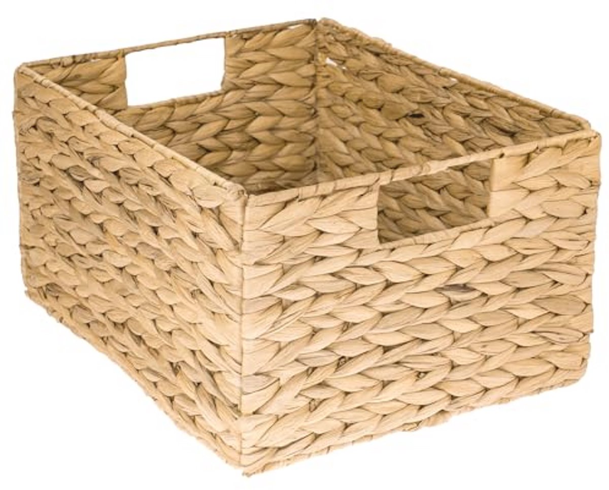 Opvouwbare opbergmand van waterhyacint - Maat L, 36 x 28 x 20 cm