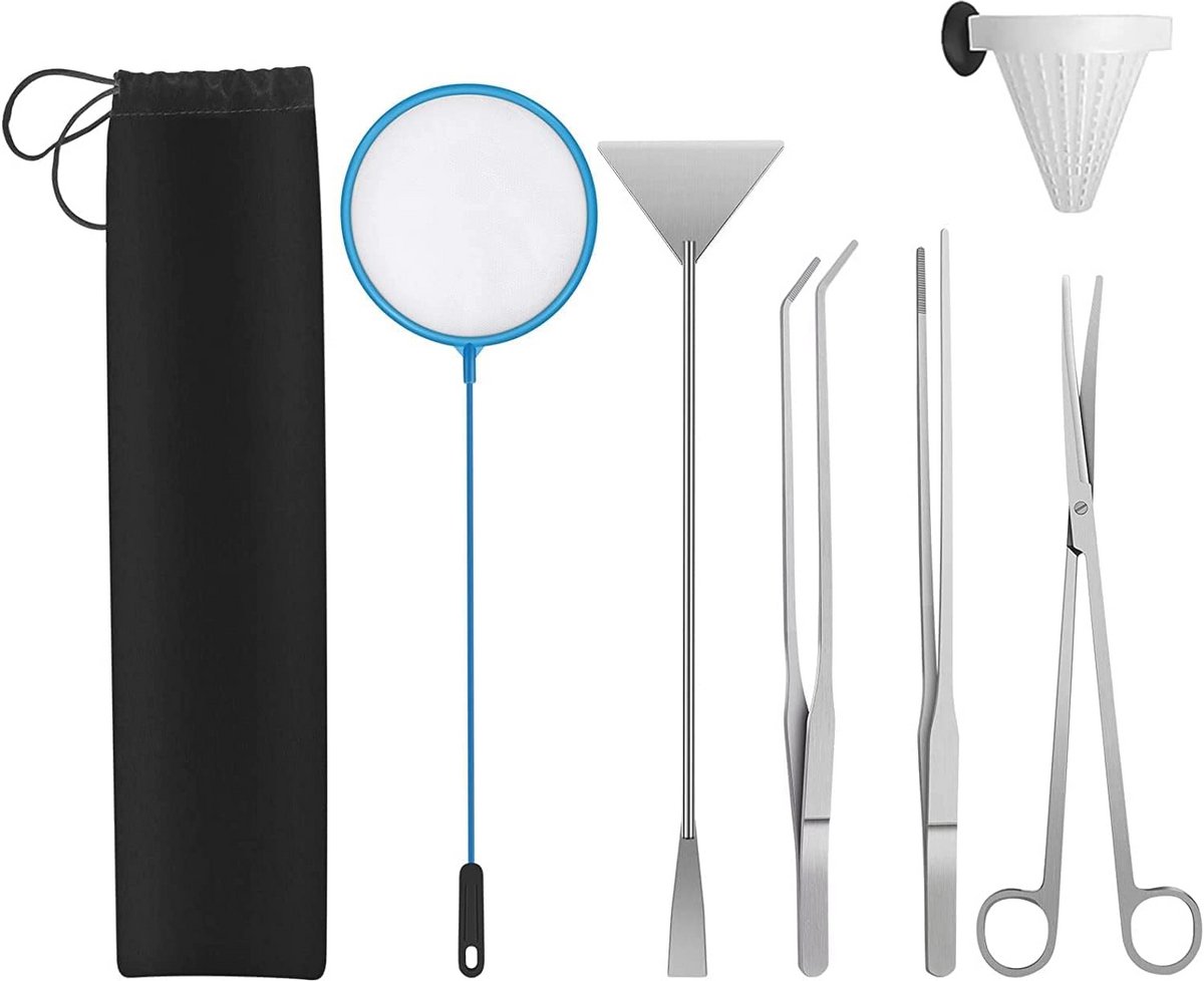 Aquariumgereedschapset voor Beginners - 6-delige RVS Toolkit voor Planten en Onderhoud