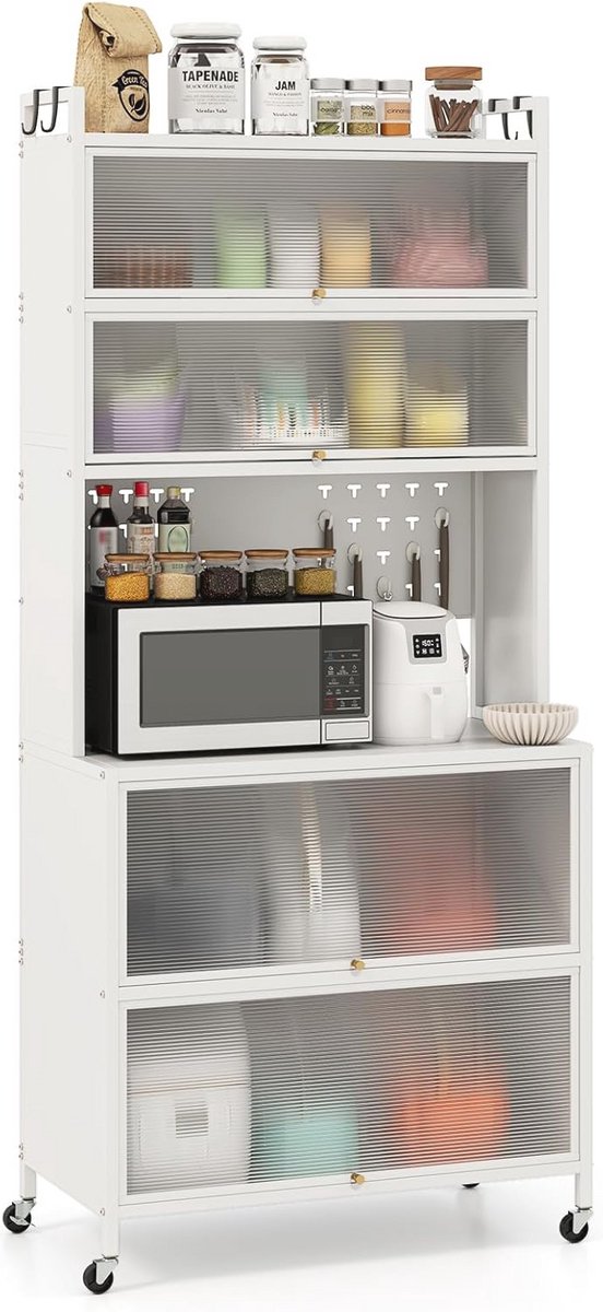 Keukenkast met 6 Niveaus en Wieltjes - Dressoir voor Keuken en Woonkamer