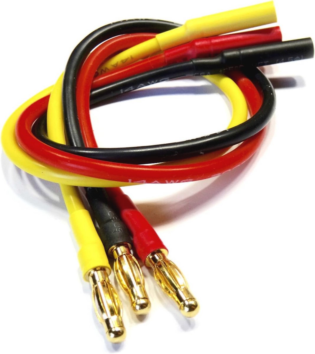 Kabel voor borstelloze motor - 4 mm verlengkabel met vrouwelijke en mannelijke stekker - 14 AWG, 250 mm, rood, geel, zwart