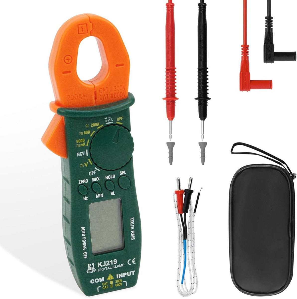 Digitale Stroomtang met Multimeterfunctie - AC/DC Metingen, 0,001A-60A, Temperatuur, Capaciteit, Weerstand en Doorgangsdetectie