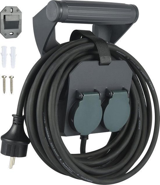 Verlengsnoer | ProCable | 10 meter (IP44, 3x 1.5 mm², Afsluitklep, Zwart Verlengsnoer | ProCable | 10 meter (IP44, 3x 1.5 mm², Afsluitklep, Zwart