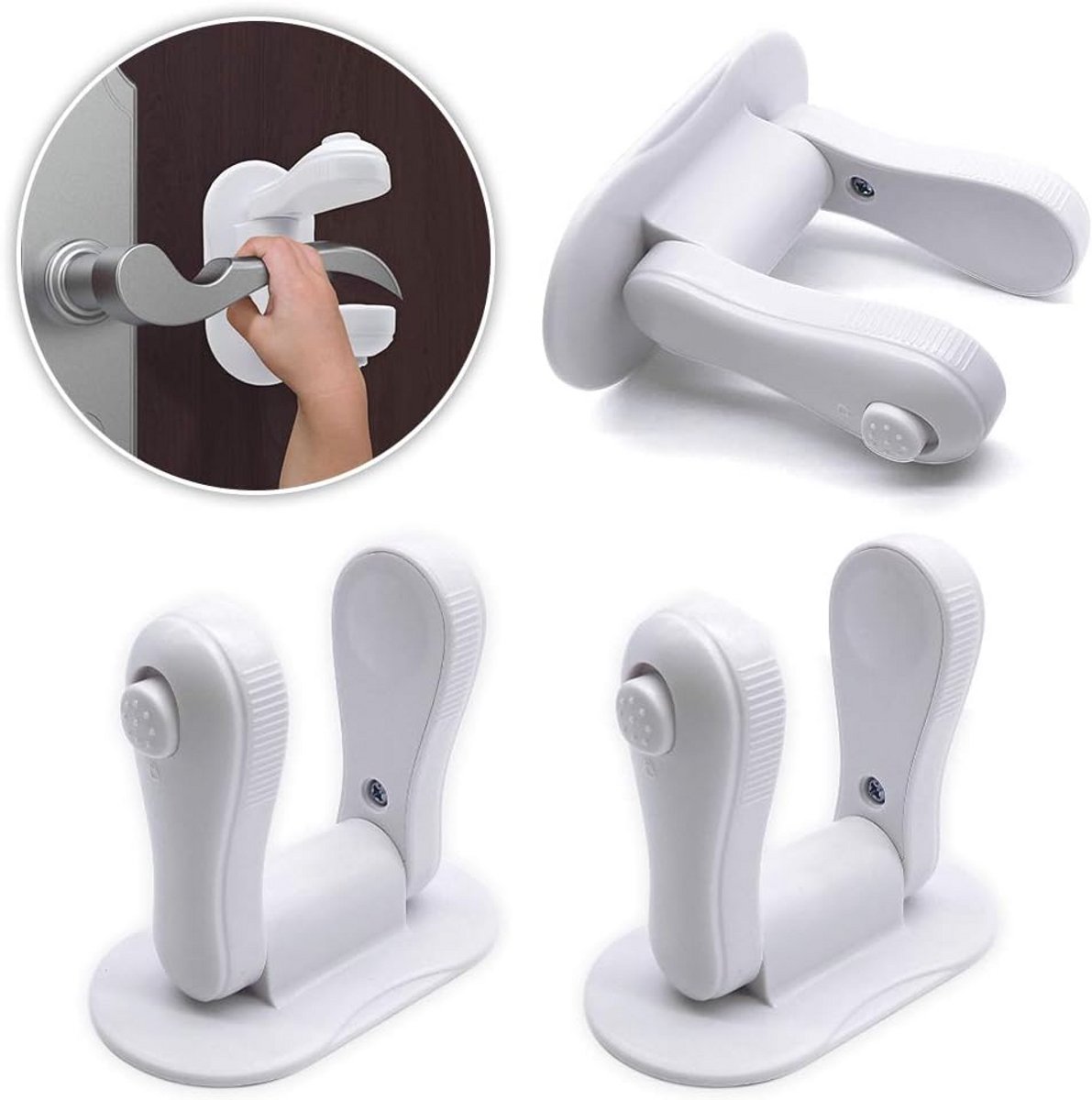 3 Pack Zwarte Deurhendels met Kinderbeveiliging - Zelfklevende Handgrepen voor Babyproofing