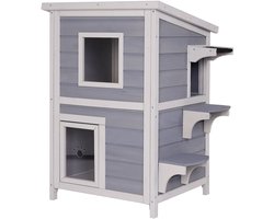 lionto kattenhuis, 2 verdiepingen, weerbestendig & met opklapbaar dak