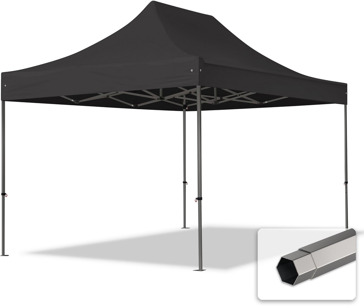 3x4,5 m Easy Up partytent Vouwpaviljoen PVC brandvertragend, PREMIUM staal 40mm, zwart