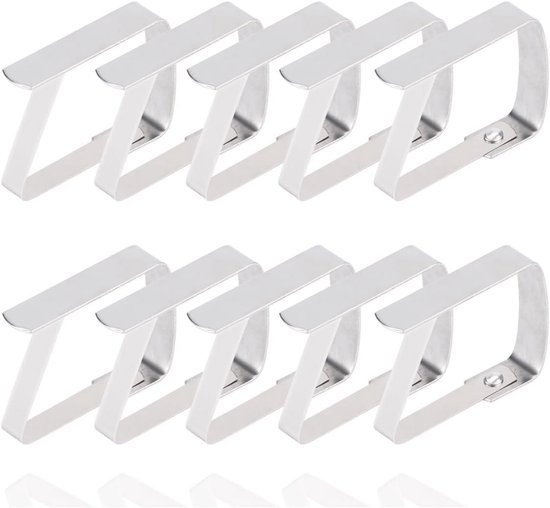 Tafelkleedklemmen, set van 8, verstelbaar, voor dikke tafels, roestvrij staal, tot een dikte van 5,4 cm, zilver Tafelkleedklemmen, set van 8, verstelbaar, voor dikke tafels, roestvrij staal, tot een dikte van 5,4 cm, zilver