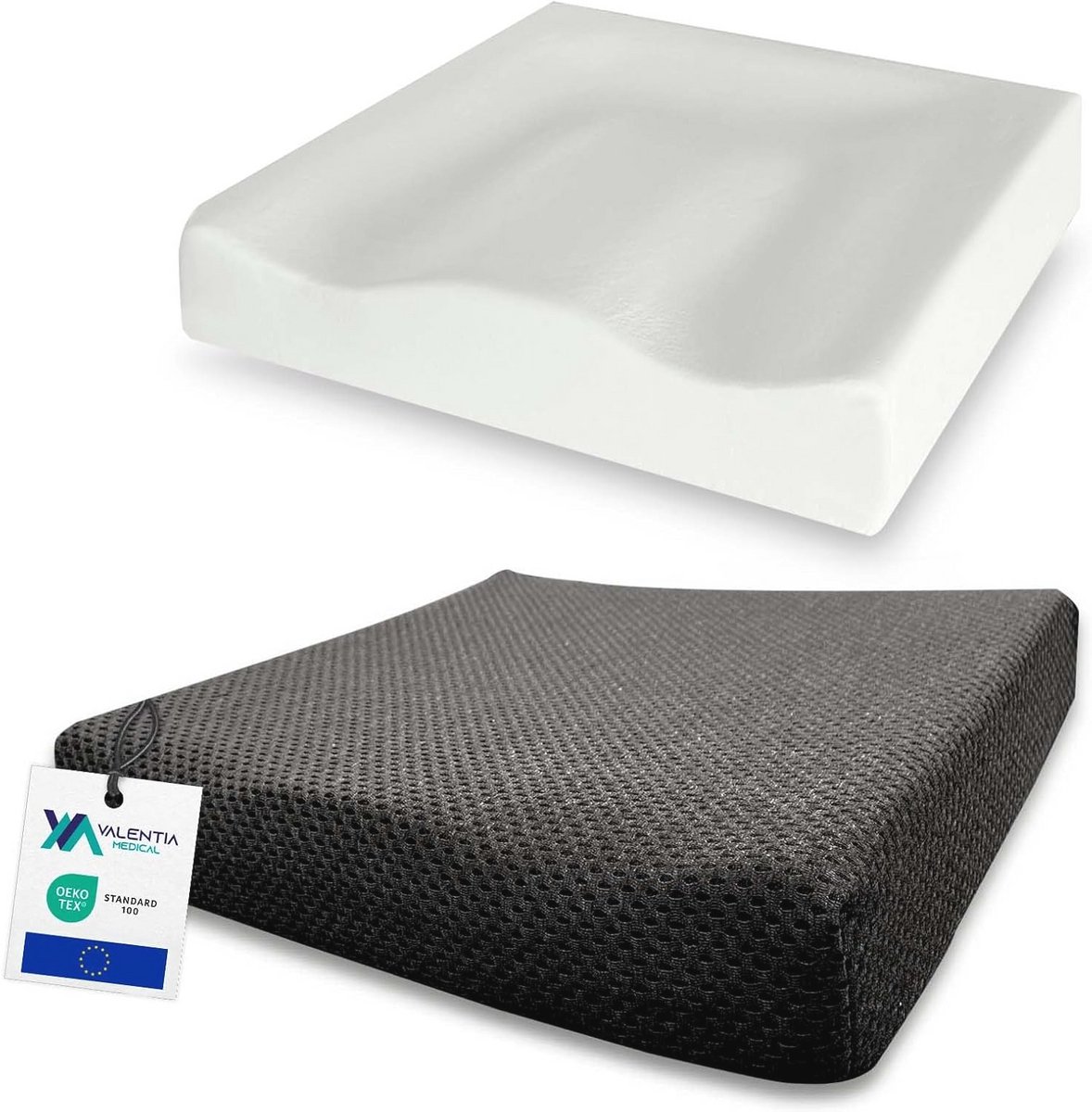 Visco-elastisch stoelkussen voor rolstoel - wasbaar, antislip en rugpijnverlagend