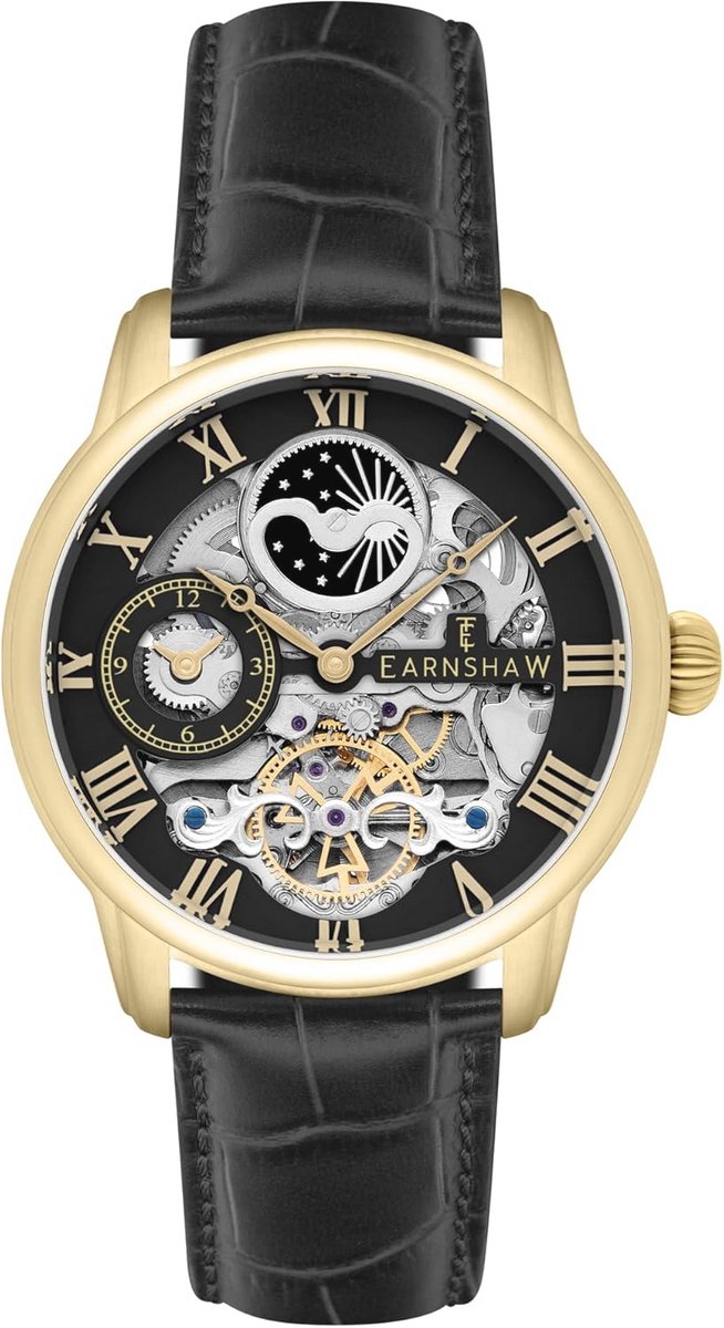 44mm Dual Time Automatisch Skeleton Horloge met Zon & Maan Display
