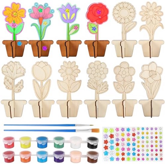 250 Stuks Bloem Houten Versieringen DIY Niet-poreuze