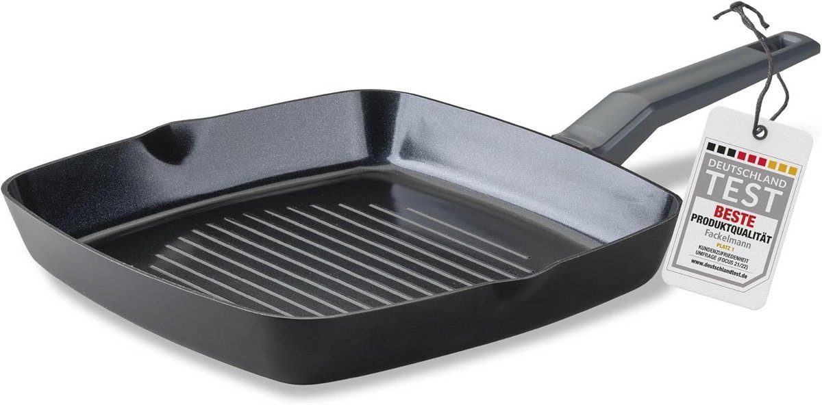 Grillpan 28 cm keramisch gecoat antiaanbakpan van gerecycled aluminium voor alle warmtebronnen