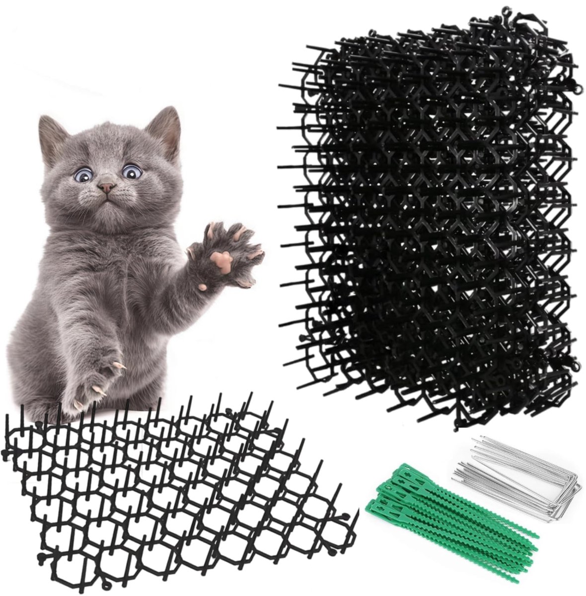 Cat Thorn Grid, Cat Defence, Anti-Cat Mat, Pack of 12, 20 x 15 cm, Cat Repellent, Mat, Thorn Grid, Cat Defense, Cat Repellent, Cat Repellent Grid, Animal Barrier with 8
