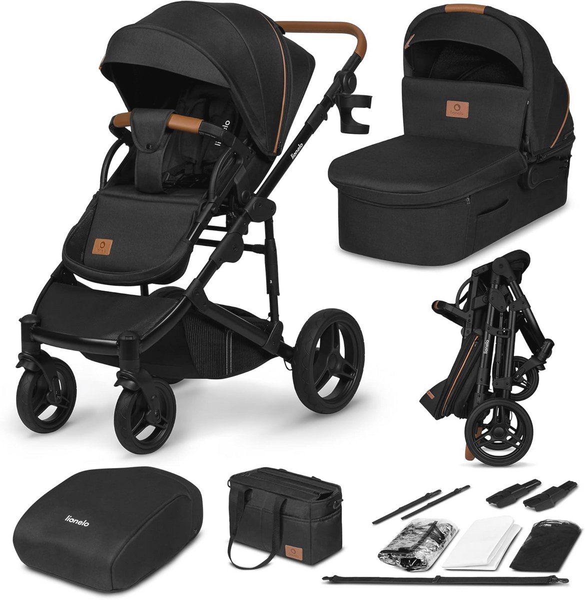 2-in-1 Kinderwagen met Opvouwbare Functies en 5-Punts Veiligheidsgordel
