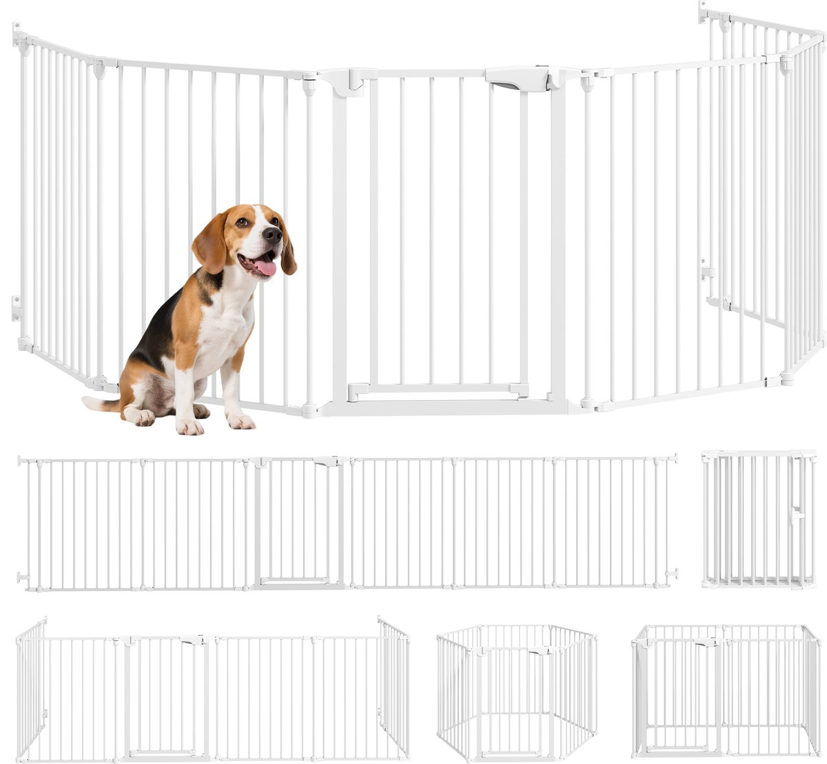 Pawhut Indoor Pet Playpen-Koolstofstaal, Kunststof-61L x 3B x 75H cm-Wit