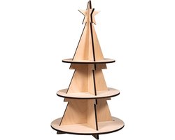 Houten bouwpakket etagère voor kerstdecoratie - 44,5 cm hoog, 5-delig